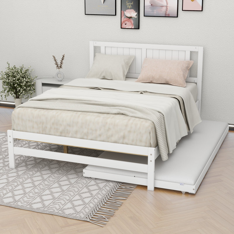 Solid Wood Platform Bed, White