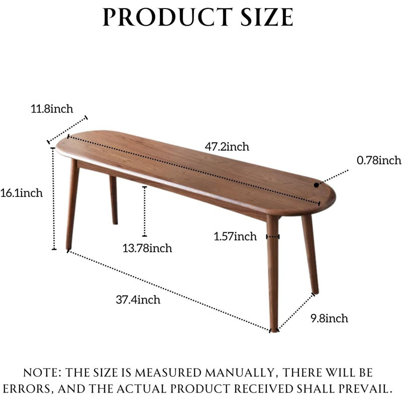 Solid Wood Bench, Brown Oak