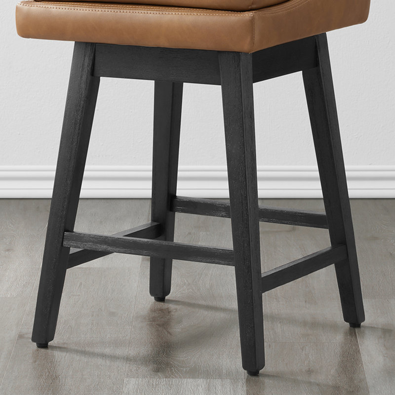 Tabouret de comptoir pivotant 26 po Aleksy, Similicuir chameau