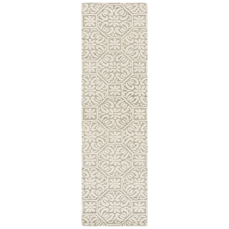 Martha Stewart 3861 Hand Tufted 85% Wool; 15% Cotton Damask Rug, 2'-3" X 8'-0" Runner