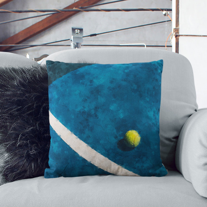 The Tennis Court Scatter Cushion with Filling, 40cm H x 40cm W x 15cm D, Black