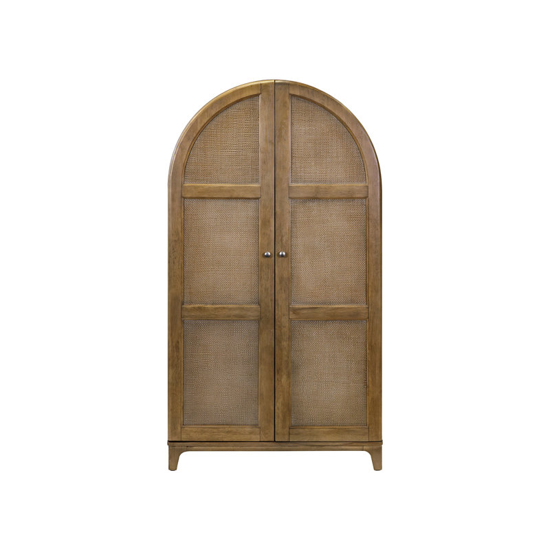 Cearah Coastal Arch shaped Bar Cabinet, Dining Cabinet, Arch Bookcase, Fully Assembled, Brown