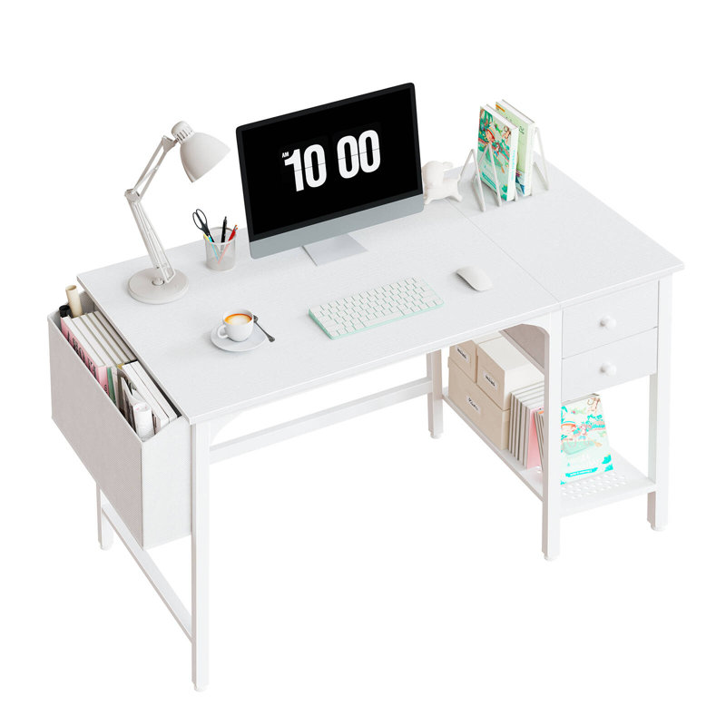 Bureau d'ordinateur avec bureau Shamauri, Blanc