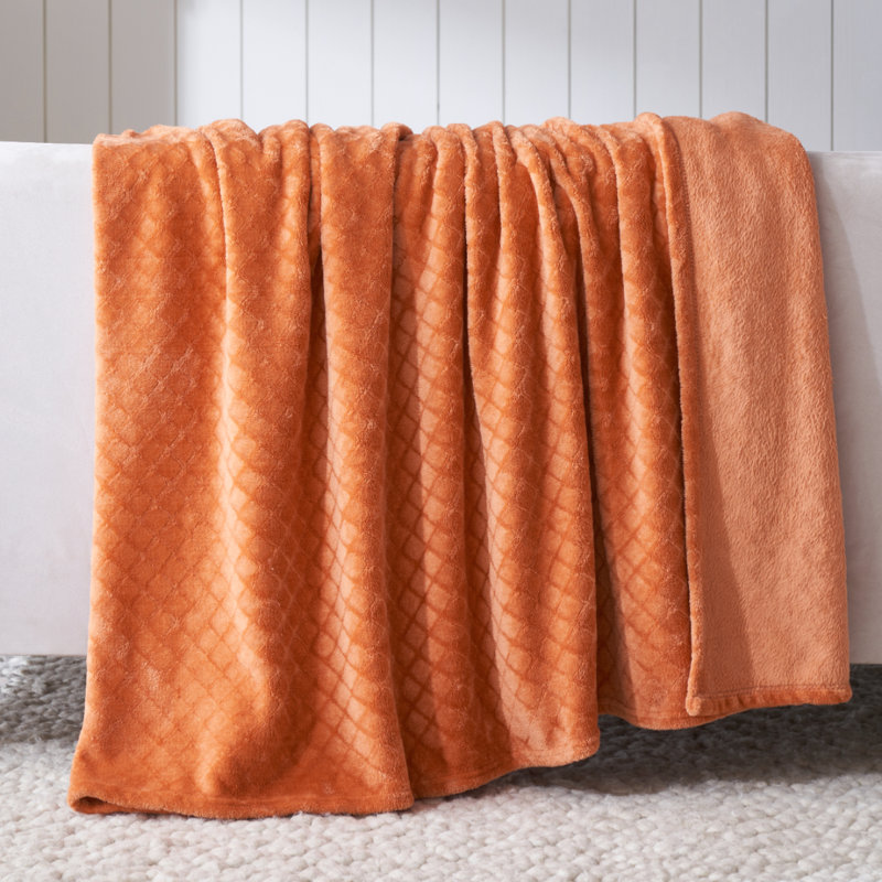 Literie en flanelle Atka Diamond, Rouille, Jeté
