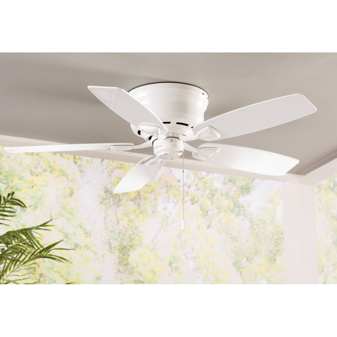 48" Sea Wind 5 - Blade Flush Mount Outdoor Ceiling Fan with Pull Chain Hunter Fan 