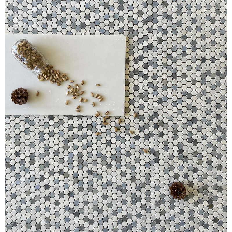 Arabescato Mixed Penny Round Mosaic Tile