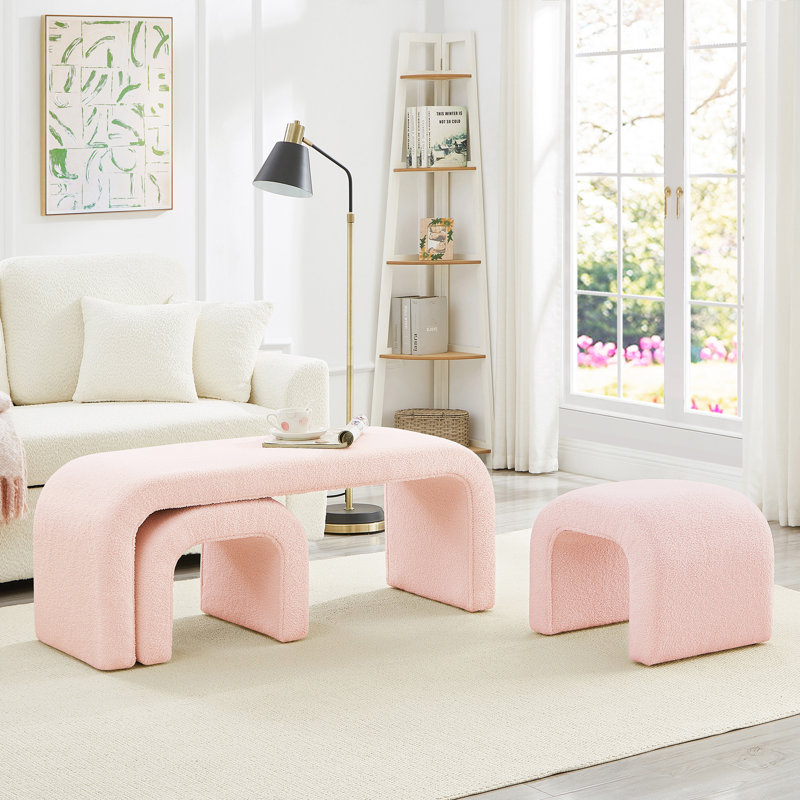 Ensemble de 3 bancs de repose-pieds en forme de U, Rose