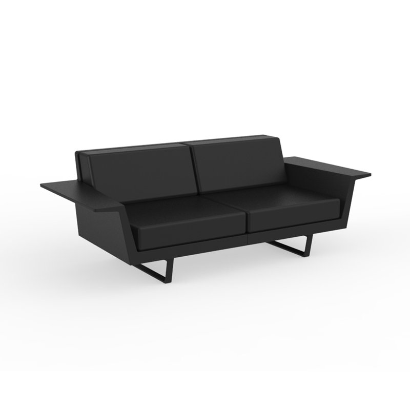 Causeuse à deux places l 80,25 po Delta, Polyester noir, Noir de base