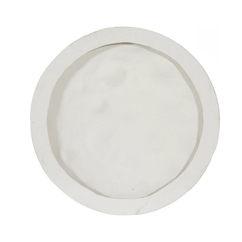 Crater Wall Art, 22", White Stone, White/Ivory