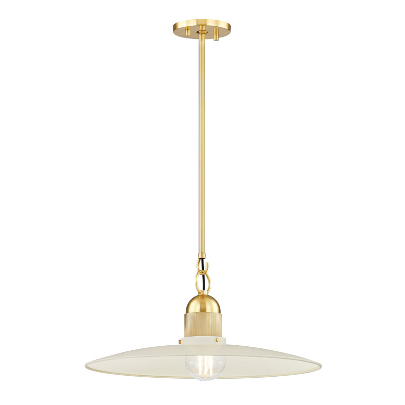 1 - Light Aged Brass Pendant, Soft Cream