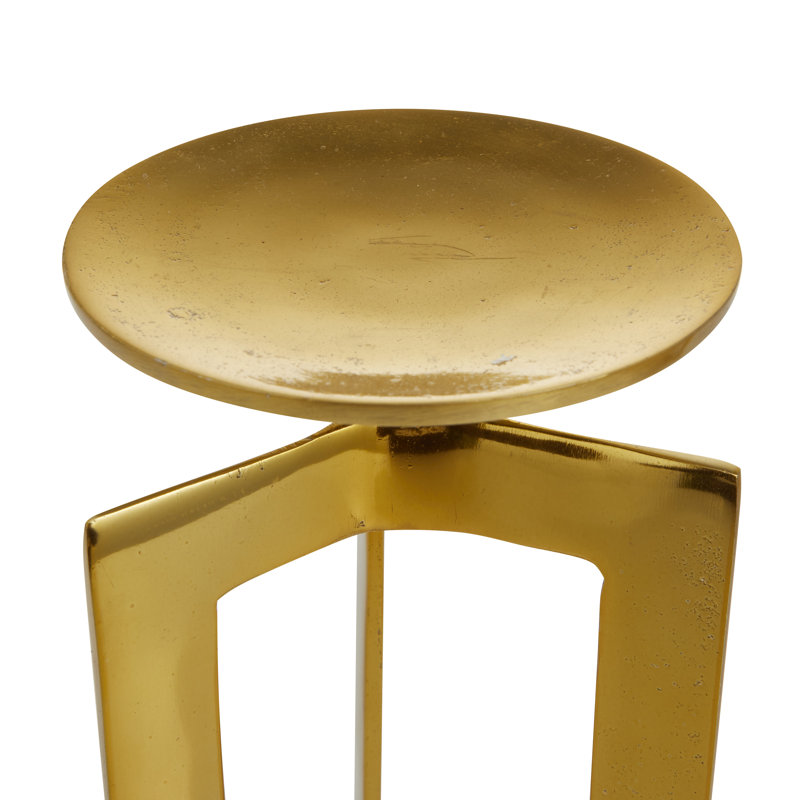 Ensemble de porte-bougie en aluminium, Or, H 13,85 po x l 4,55 po x P 4,35 po