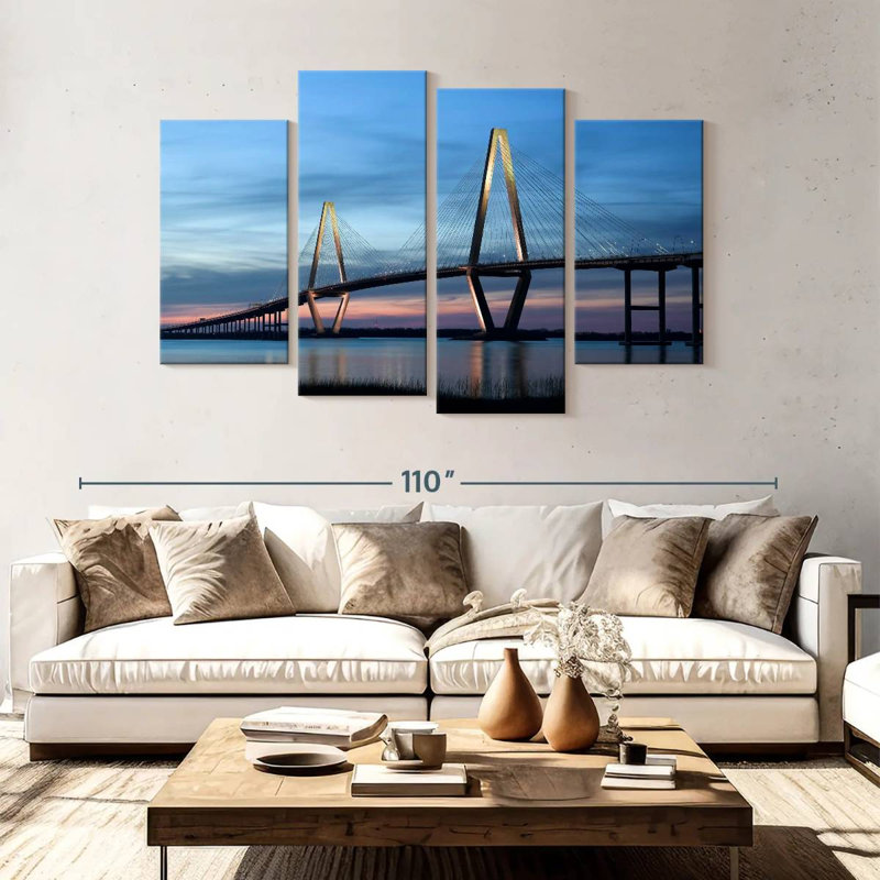 Lilie Ravenel Bridge à l'aube, H 54 po x l 84 po