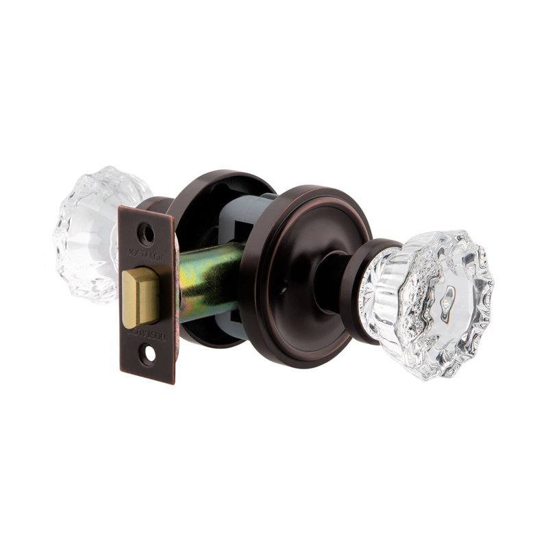 Classic Rosette with Crystal Door Knob, Timeless Bronze, 2.375"