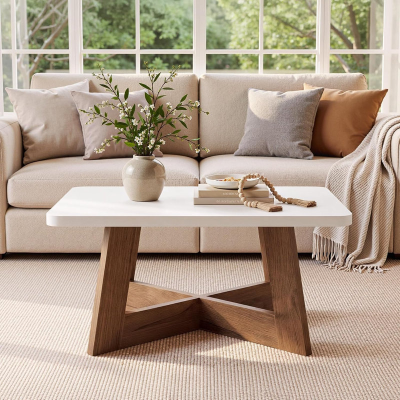 31.5" Square Coffee Table with Cross Leg