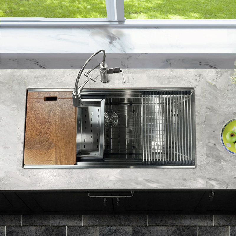 Pro Series 42 " L Undermount Single Bowl Kitchen Sink