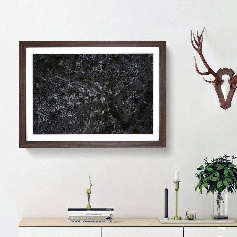 Moody Winter Forest - Picture Frame Graphic Art Print, 62cm H x 87cm W x 2cm D, Walnut Framed