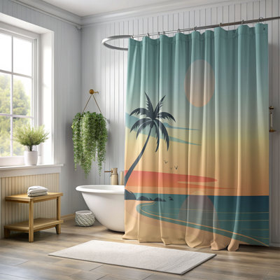 Rideau de douche Sunset Waves - Premium