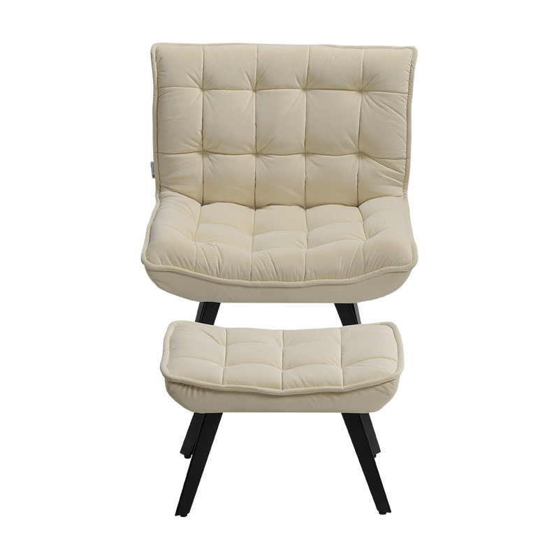 Penstemon Velvet Accent Chair with Footstool
