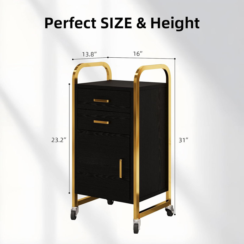 Armoire de rangement pour coiffeur Thame, Noir