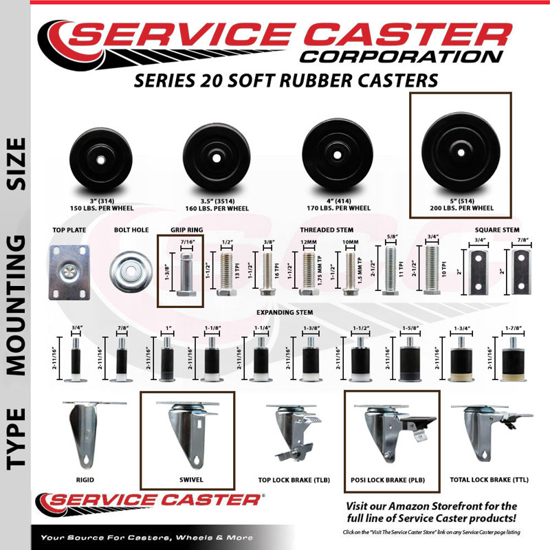 Soft Swivel Grip Ring Stem Caster