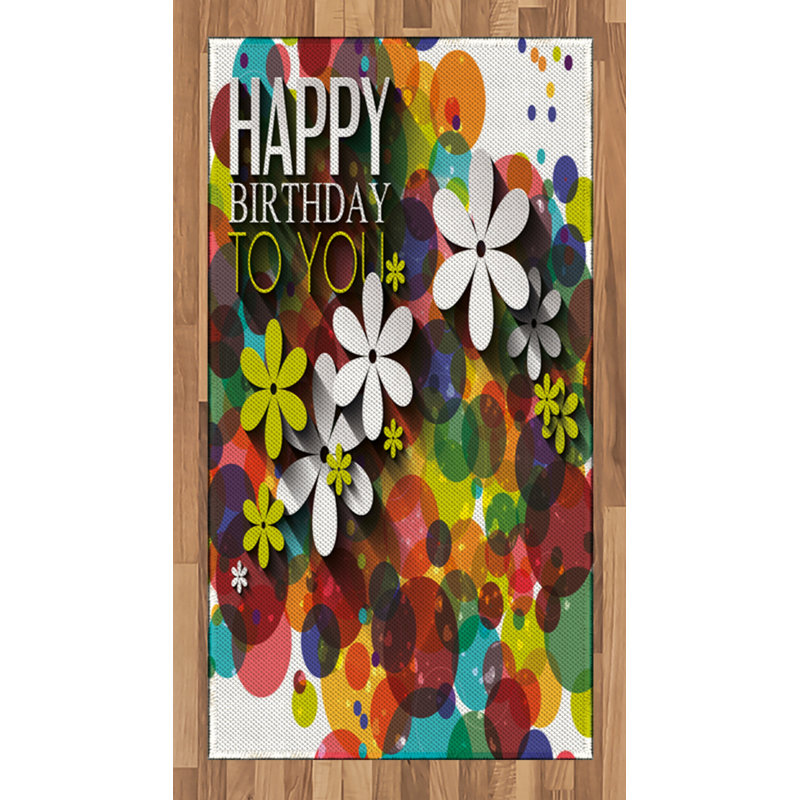Tapis décoratif à longues fibres en fibre de polyester haute densité Flower, Rectangle 2 pi 7 po x 5 pi