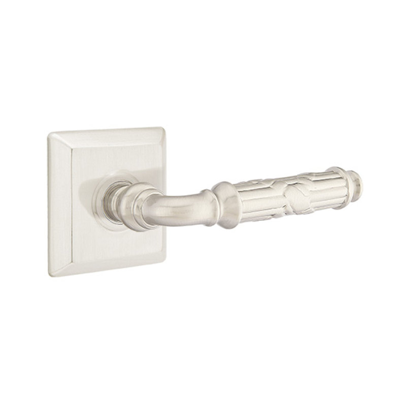 Levier de porte d'intimité (lit et bain) avec rosette, Gauche, Nickel satiné