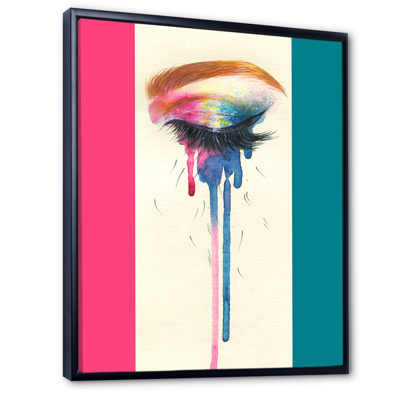 «Stop to Cry Eyes With Vivid Make Up», art mural sur toile Glam, H 20 po x l 12 po x P 1,5 po, Toile avec cadre flottant noir