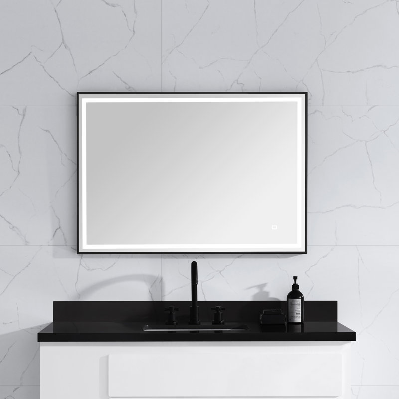 Miroir de salle de bain Monn, Noir, 27,5 po x 39,4 po
