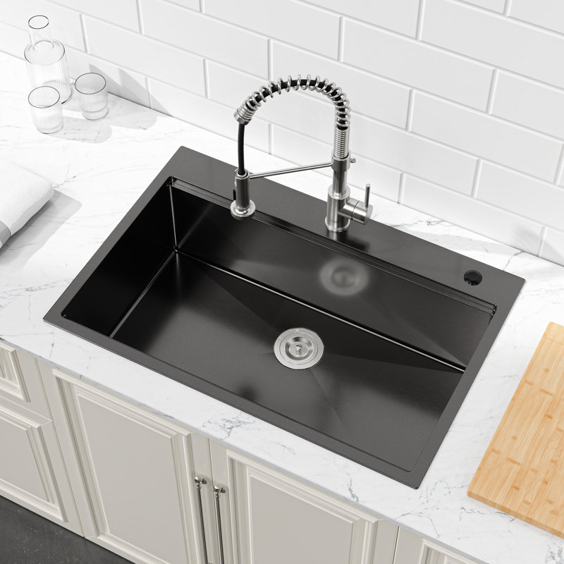 33"X22" Handmade Kitchen Sink - Black Stainless Steel Workstation With Superior Quality Control 33X22 Inch Better Water Flow