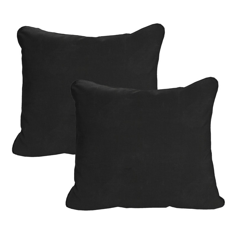24" x 21" Outdoor Chair Back Cushion with Welt (Set of 2), Black