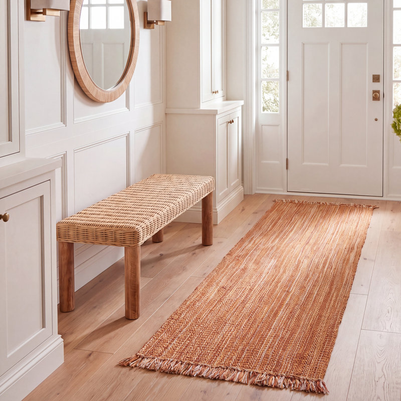 Tapis Montauk 324 tissé à la main en coton recyclé, sans motif, Runner 2'-3 x 8'