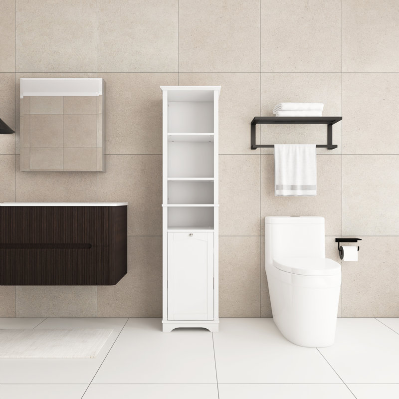 16 po X P 14 po P x 64 po Armoire de rangement pour salle de bain pour petits espaces, Blanc
