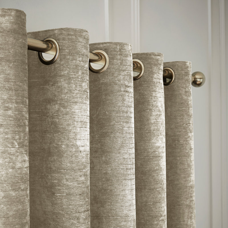 Selene Luxury Chenille Weighted Eyelet Curtains Pair, 117 W x 183 D cm