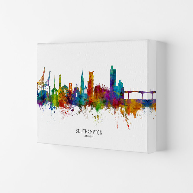 Southampton England Skyline by Michael Tompsett - Graphic Art, Wrapped Canvas, 21cm H x 29.7cm W x 4cm D