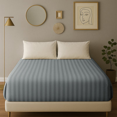 40cm Deep Pocket Microfiber Stripe Fitted Sheet