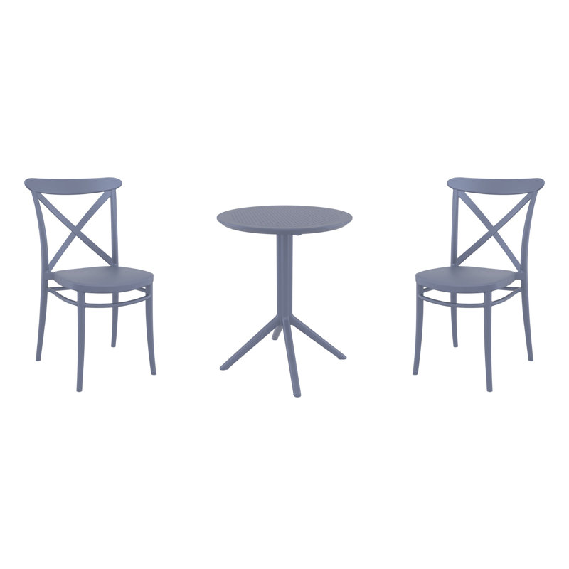 Ensemble bistro en plastique avec table pliable 23,6 po Farrah, Gris foncé