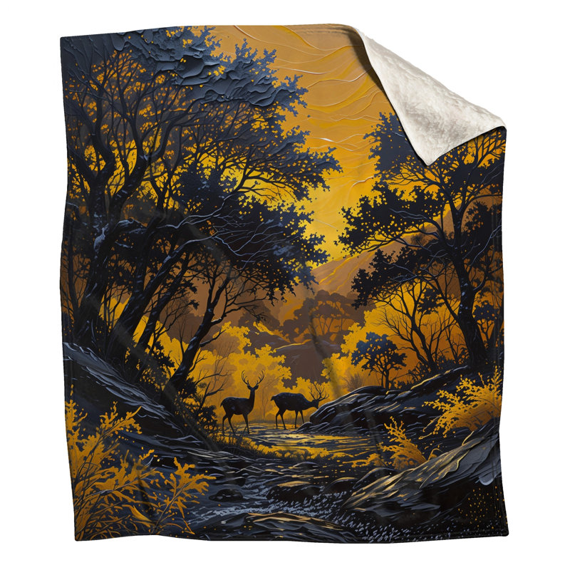 Couvertures jaunes au coucher du soleil, 60in W x 80in H