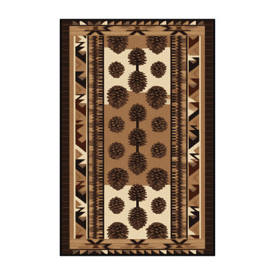 Washable Pinecone Southwestern Area Rug