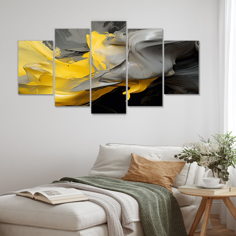 Condra - Décoration murale abstraite 5 pièces, H 32 po x l 60 po