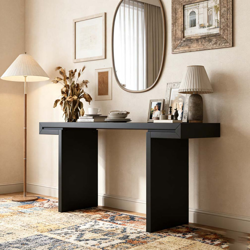 Console de 60 pouces aux lignes géométriques épurées, Noir