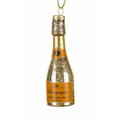 Ornement de bouteille de champagne doré
