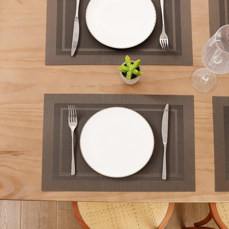 Ensemble de 4 napperons en PVC pour la protection de la table de salle à manger, Marron clair