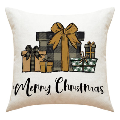 Christmas Print PillowCase Linen Sofa Cushion Cover Home Decor Cushion Cover Family Pillowcase