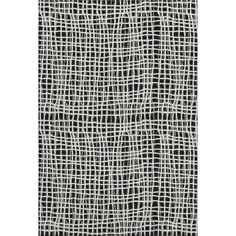Premium Machine Washable Prisco Black Rug, Rectangle 3' x 5'