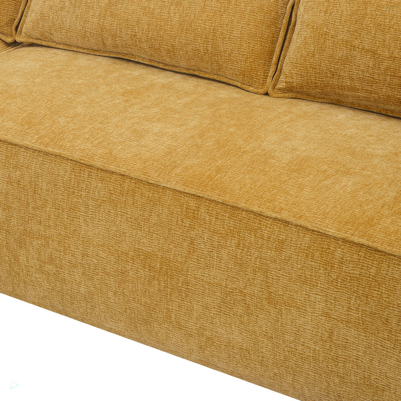 Canapé modulaire en L en chenille, Chenille jaune