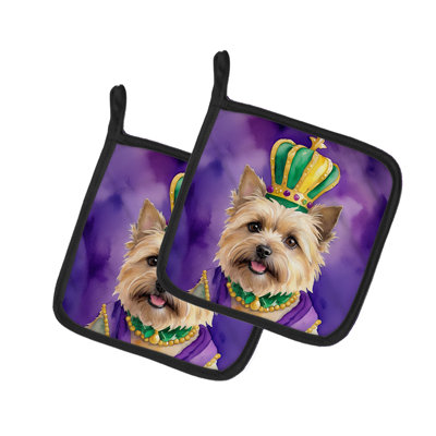 Cairn Terrier King of Mardi Gras Pair of Pot Holders