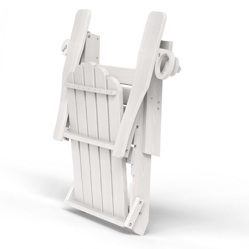 Oversize Foldable Adirondack Chair HDPE Weather-Resistant Firepit Chair With Cup Holder, White