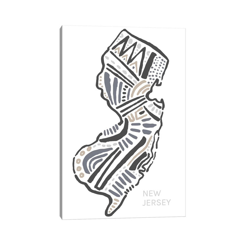 «New Jersey» par déclaration Goods - reproduction de dessin sur toile tendue, H 12 po x l 8 po x P 0,75 po