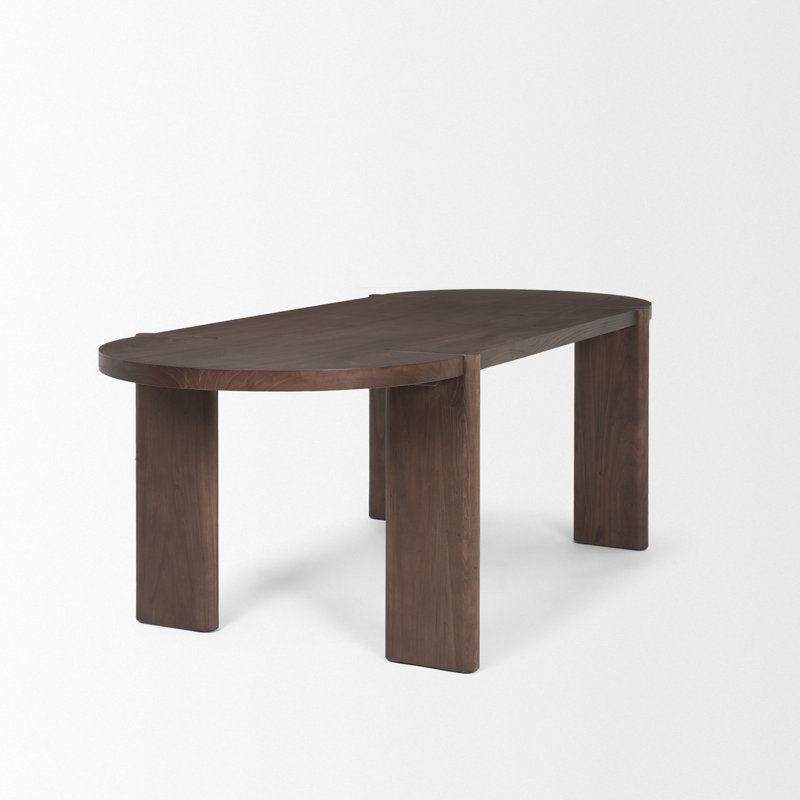 Table de salle à manger en bois massif de 91 po Katia, Marron foncé