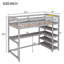 Lit mezzanine simple avec tablettes de rangement et bureau sous le lit-631707289-631707294